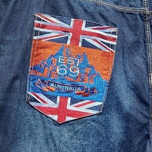 NEW 48 Coogi Mens Jeans Union Jack Australia Embroidery Dark Wash Denim Y2K GORP